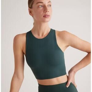 Quince Ultra-Form High-Neck Cropped Tank – Forest Green – Size L